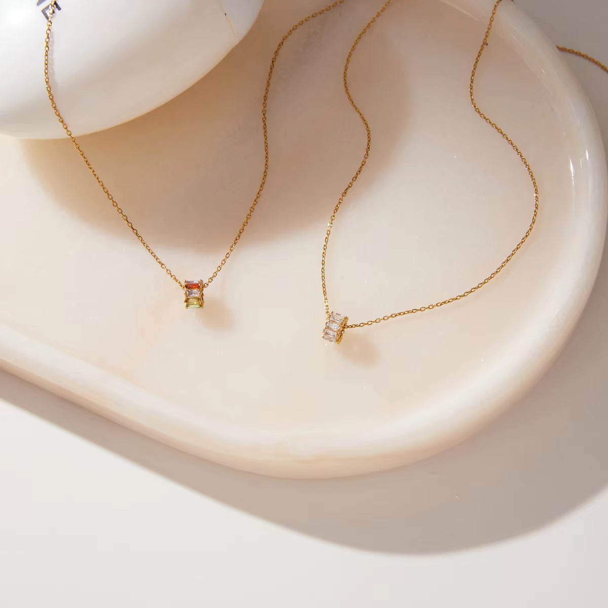 Women's Zircon Bead Pendant Necklace | 18K Gold Plated | Clear & Multicolour | Gift for Her AEX Av8Store