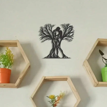 1PC Couple Tree Metal Wall Sculpture | Romantic Flower Design Living Room Decor AEX
