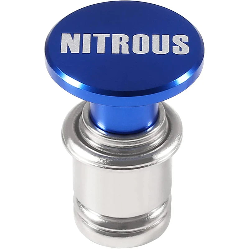 Blue Nitrous push button 12V cigarette lighter replacement, anodised aluminium