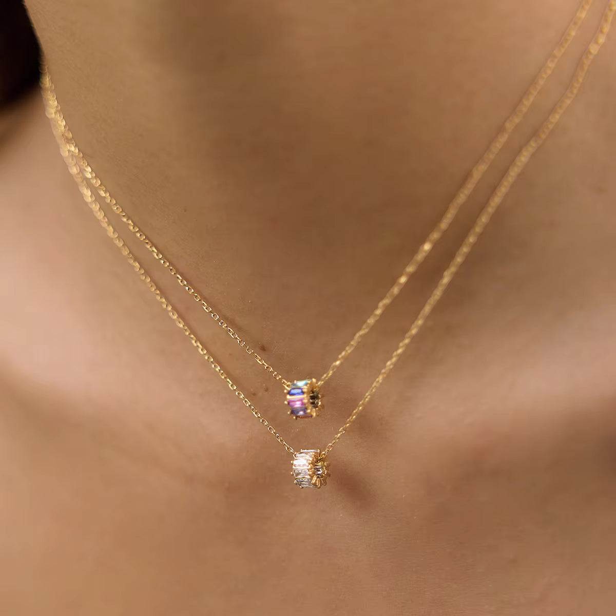 Women's Zircon Bead Pendant Necklace | 18K Gold Plated | Clear & Multicolour | Gift for Her AEX Av8Store