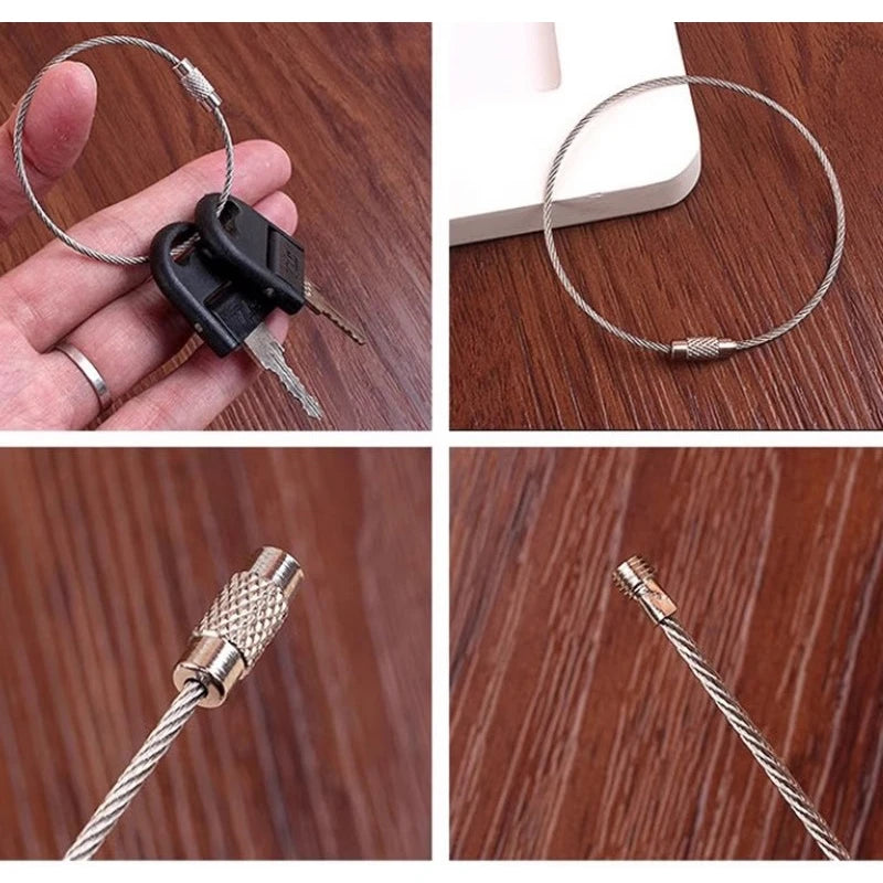 20 pack stainless steel wire rope keyrings