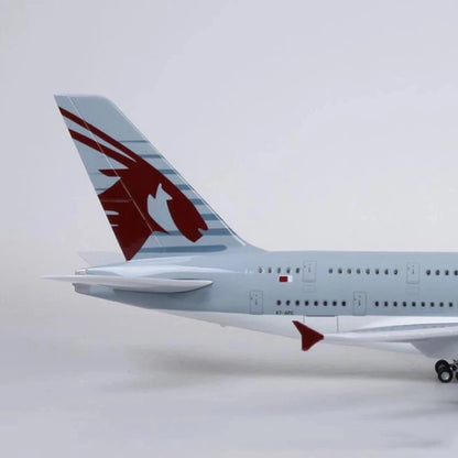 1/160 Scale A380 Qatar Airways Die-Cast Airplane Model 45.5cm – LED & Wheels