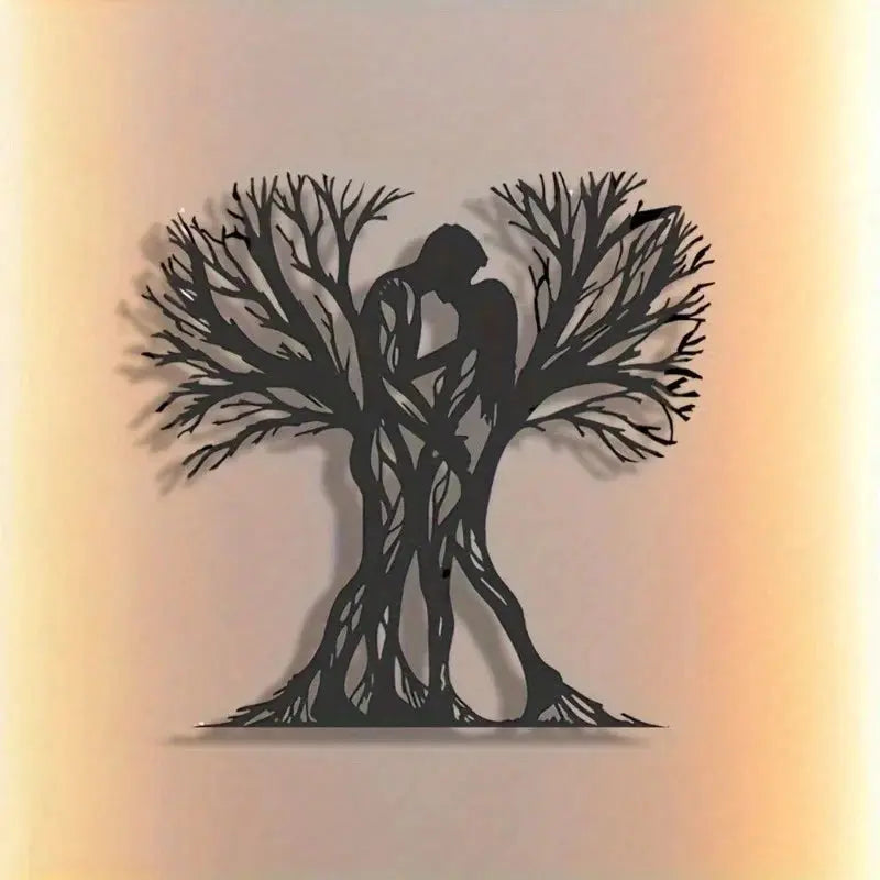 1PC Couple Tree Metal Wall Sculpture | Romantic Flower Design Living Room Decor AEX