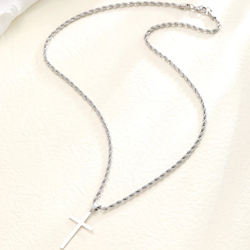 Minimalist Stainless Steel Cross Pendant Necklace – Gold | Men & Women
