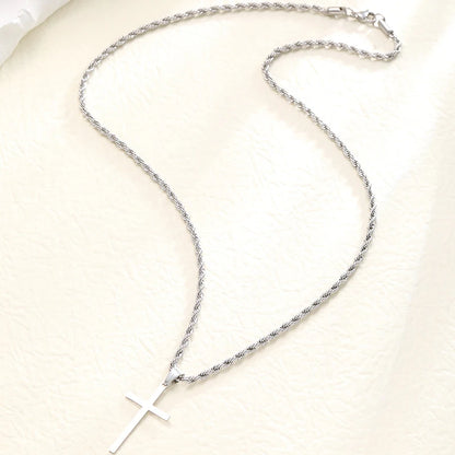 Minimalist Stainless Steel Cross Pendant Necklace – Gold | Men & Women