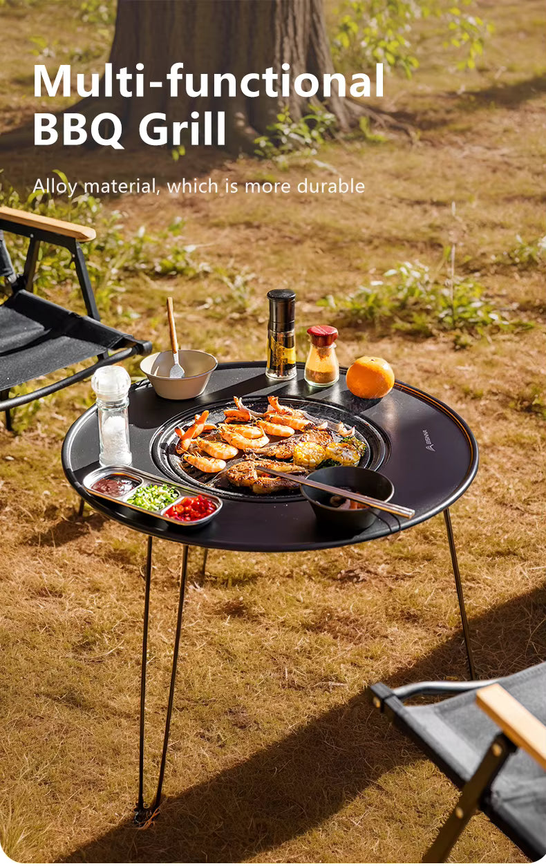 BISINNA Portable Folding Charcoal BBQ Grill & Camping Table | 4-in-1 Outdoor Stove