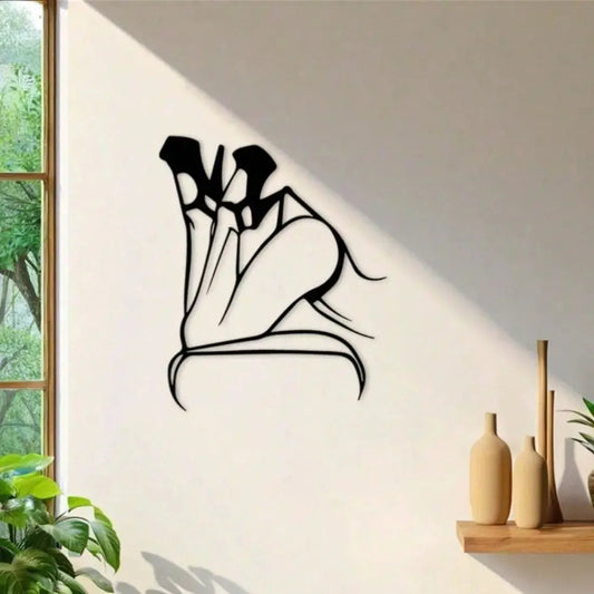 Vintage Nude Lady Metal Wall Art | Minimalist Black Line Art Home Decor Sculpture AEX