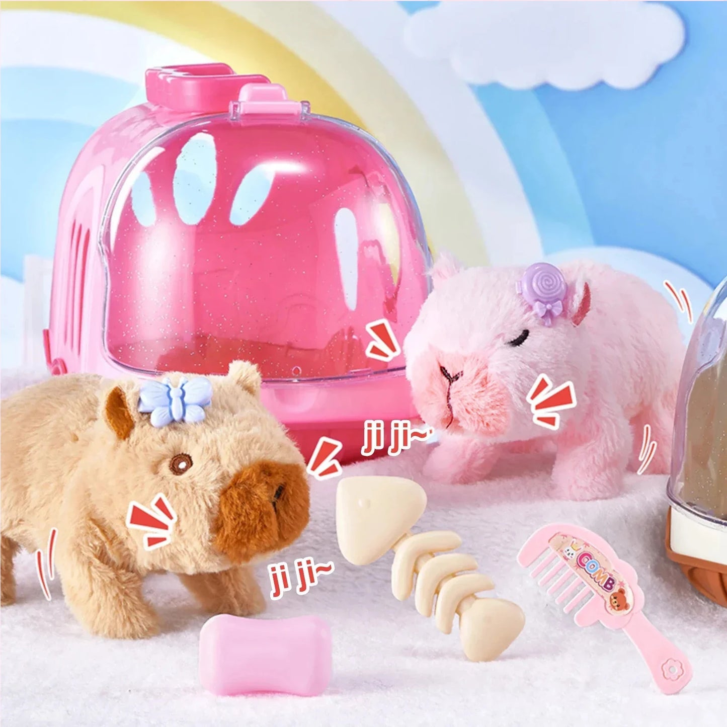 Electric Capybara Walking Plush Toy with Sound | Interactive Kids Gift | Pink & Brown | Av8Store Australia AEX Av8Store