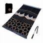 Black Turkish Muslim Prayer Rug Chenille Washable Ramadan Mat Portable 70×110cm AEX