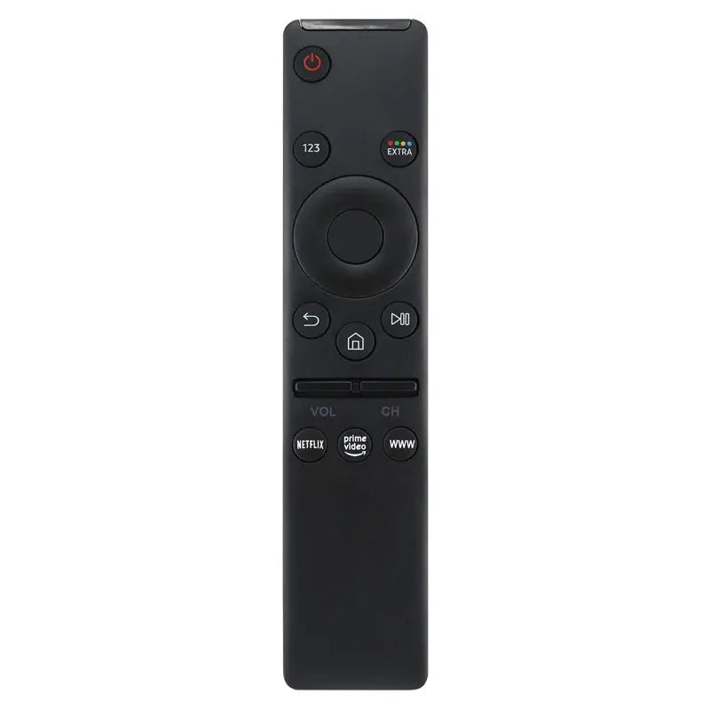 Black remote control on a white background