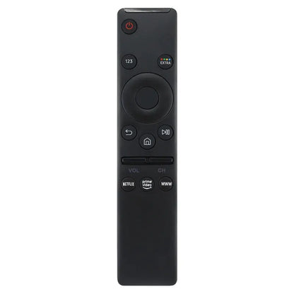 Black remote control on a white background