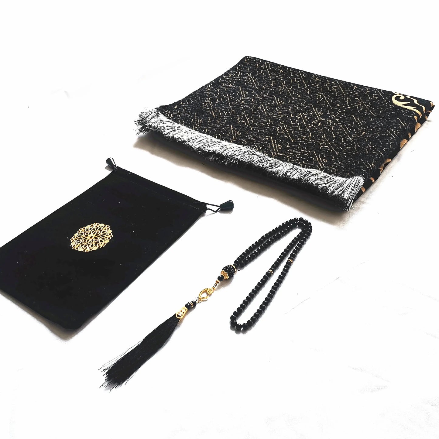 Black Turkish Muslim Prayer Rug Chenille Washable Ramadan Mat Portable 70×110cm AEX