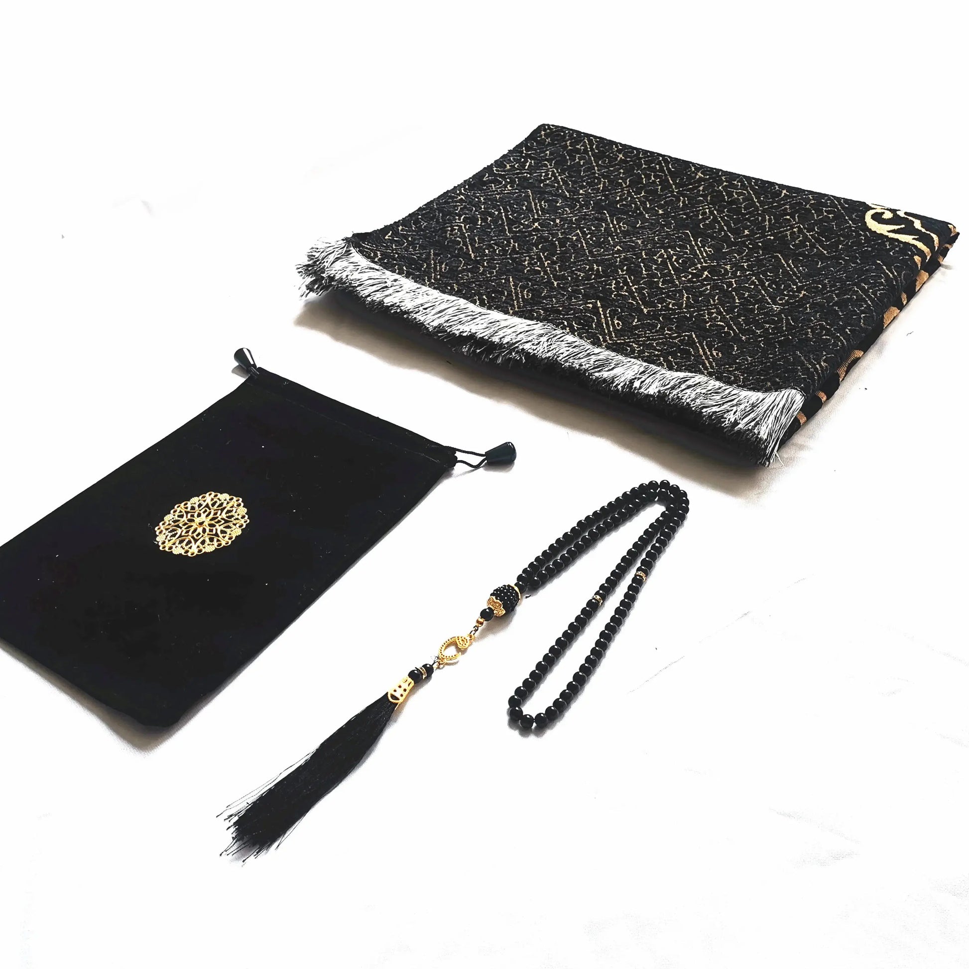 Black Turkish Muslim Prayer Rug Chenille Washable Ramadan Mat Portable 70×110cm AEX