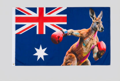 Australia flag with boxing kangaroo print in polyester