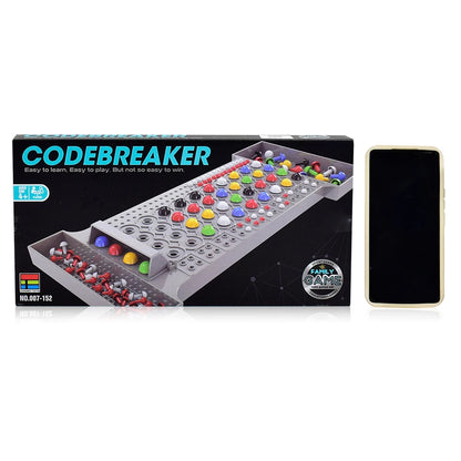 Box of a Codebreaker game with colorful buttons on a white background