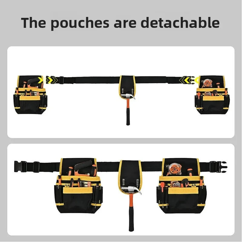 Heavy Duty Tool Belt Bag with Detachable Pouch | Multi-Pocket Waist Apron | Men & Women