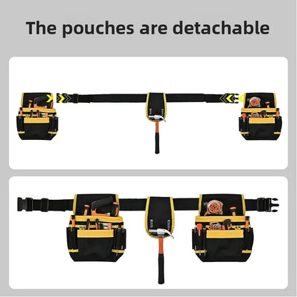 Heavy Duty Tool Belt Bag with Detachable Pouch | Multi-Pocket Waist Apron | Men & Women