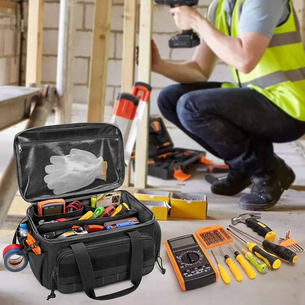 Heavy-Duty Tool Bag 38x22x19cm – Water-Resistant Oxford, Padded Base, Multi-Compartment for Tradies & DIY | Av8store.com.au AEX Av8Store