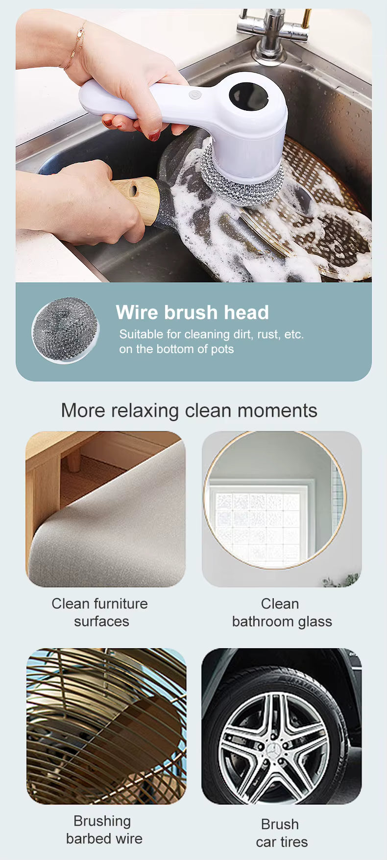 Electric Spin Scrubber | USB Rechargeable | 5 Brush Heads | Cordless Power Scrubber