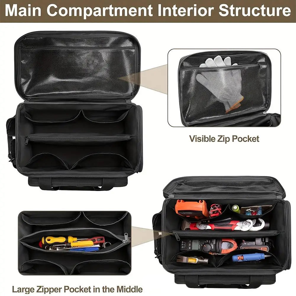 Heavy-Duty Tool Bag 38x22x19cm – Water-Resistant Oxford, Padded Base, Multi-Compartment for Tradies & DIY | Av8store.com.au AEX Av8Store