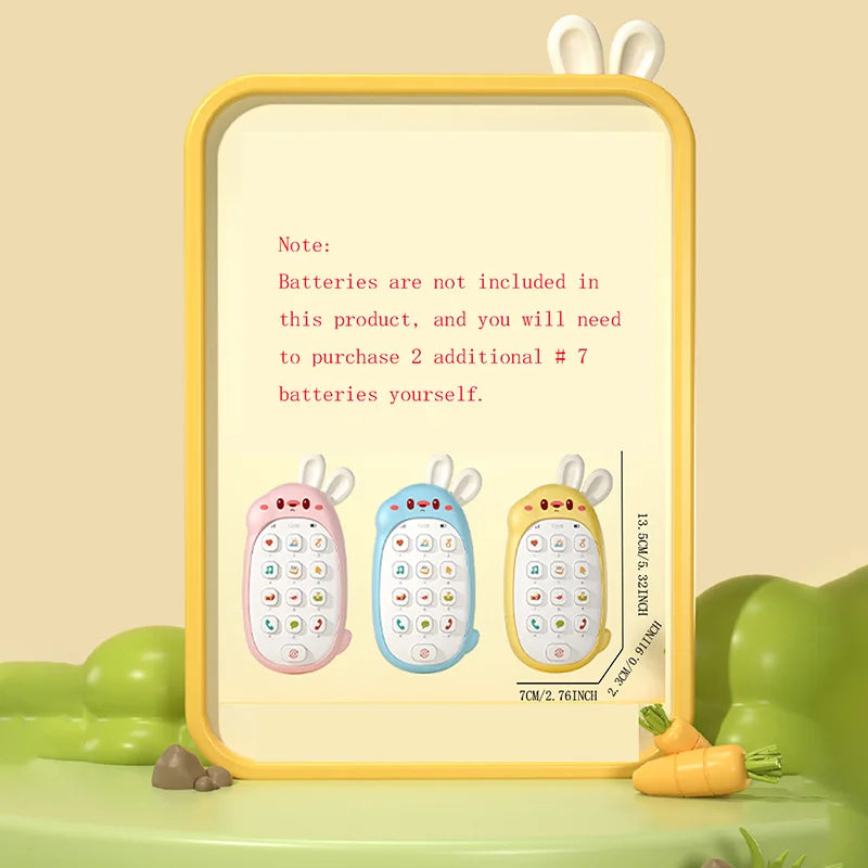 Baby Rabbit Toy Mobile Phone – Chewable Teether, Music Buttons, No‑Battery Early Learning Toy Av8Store Av8Store