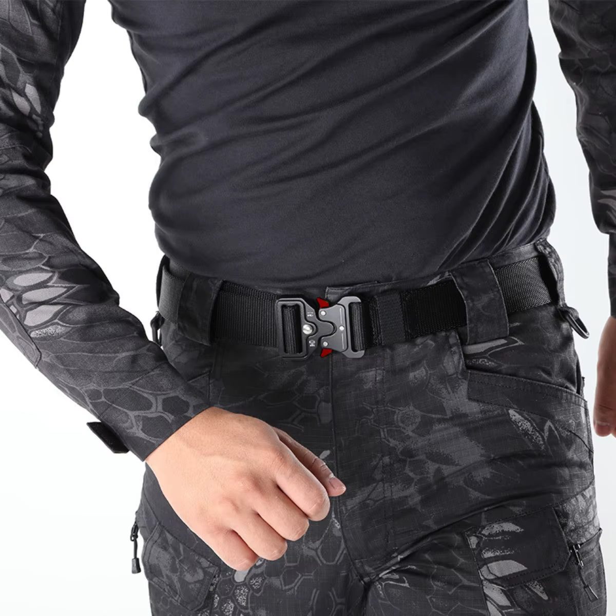 Unbranded Tactical Canvas Belt With Plastic Buckle 120cm Black