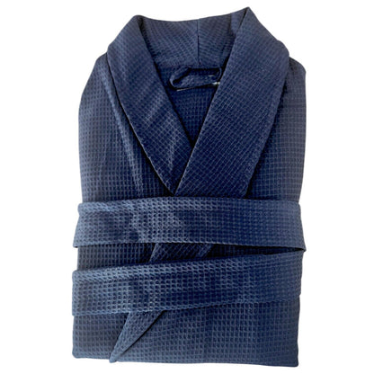 Everyday Luxe Waffle Bathrobe | Navy, Hotel-Grade, Unisex | Cotton-Poly Waffle Weave Robe BNB Av8Store