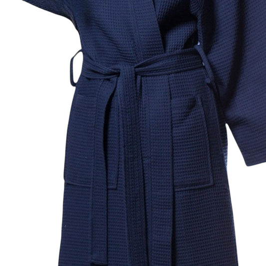 Everyday Luxe Waffle Bathrobe | Navy, Hotel-Grade, Unisex | Cotton-Poly Waffle Weave Robe BNB Av8Store
