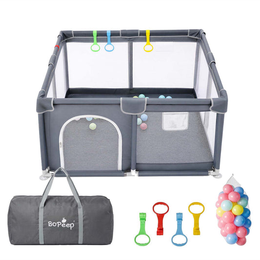 BoPeep Baby Playpen 127x127cm 150x180cm Mesh Play Pen 150D Oxford Grey Av8Store Av8Store