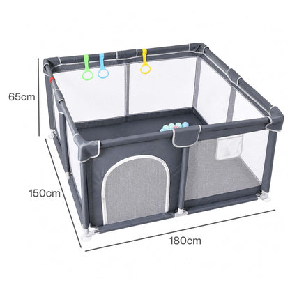 BoPeep Baby Playpen 127x127cm 150x180cm Mesh Play Pen 150D Oxford Grey Av8Store Av8Store