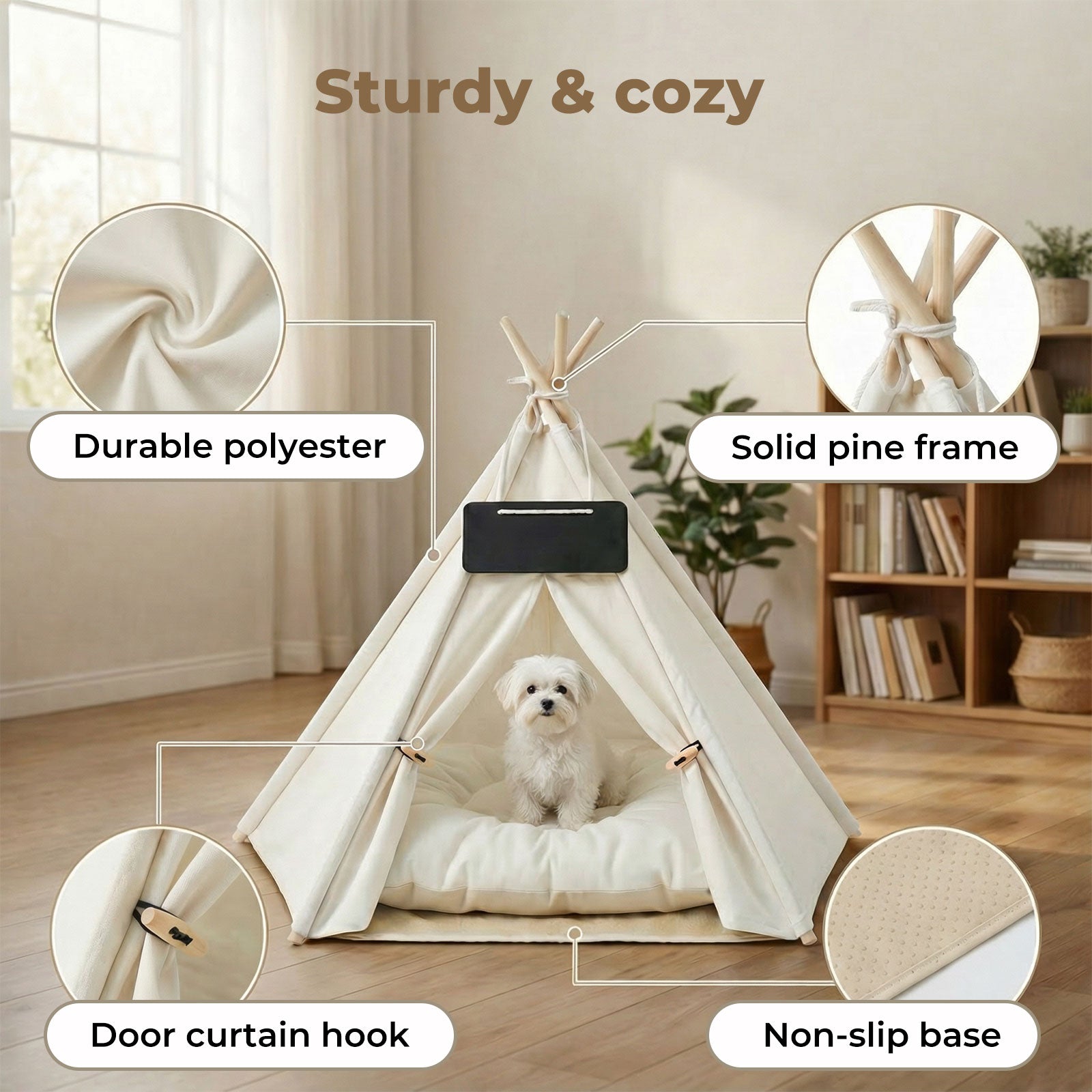 Pawz Pet Tent Bed – Cozy Indoor House for Cats, Puppies & Small Dogs | Washable Cushion GPG Av8Store