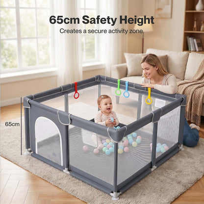 BoPeep Baby Playpen 127x127cm 150x180cm Mesh Play Pen 150D Oxford Grey Av8Store Av8Store