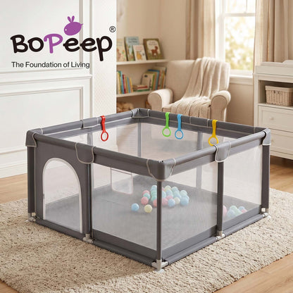 BoPeep Baby Playpen 127x127cm 150x180cm Mesh Play Pen 150D Oxford Grey Av8Store Av8Store