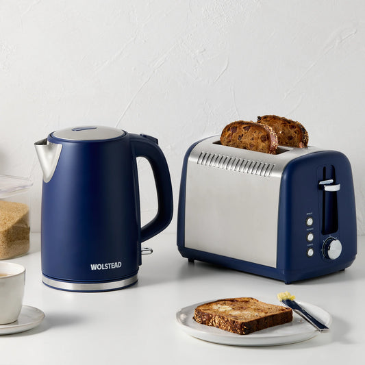 Wolstead Electric Kettle & 2-Slice Toaster Pack – Cosmic Blue | Matching Breakfast Set