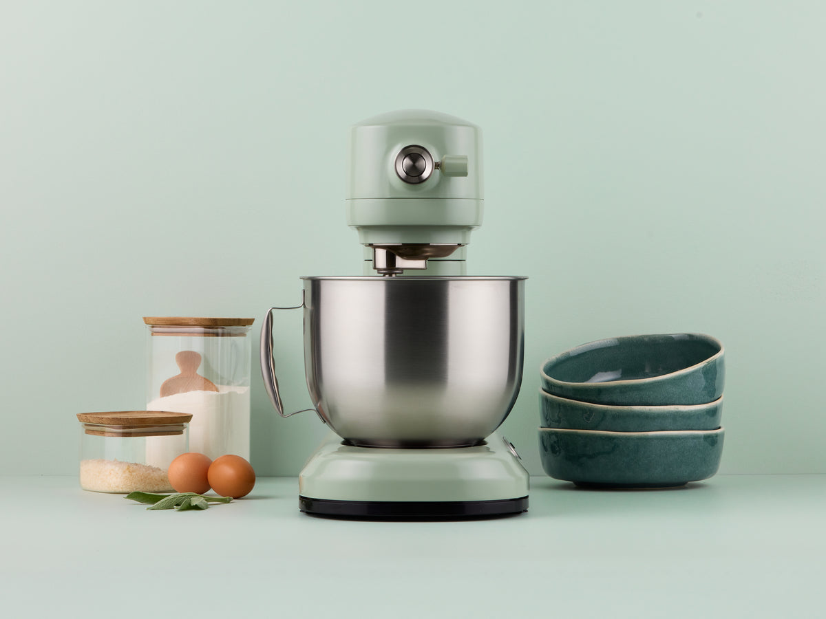 Wolstead Palette Stand Mixer in Sage Green lifestyle