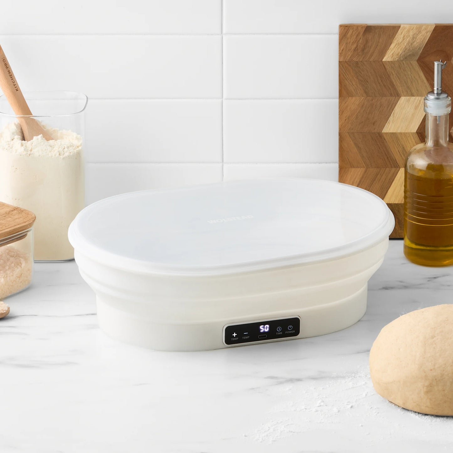 Wolstead Rise Foldable Electric Bread Proofing Basket – Thermostatic Dough Proofer with Timer