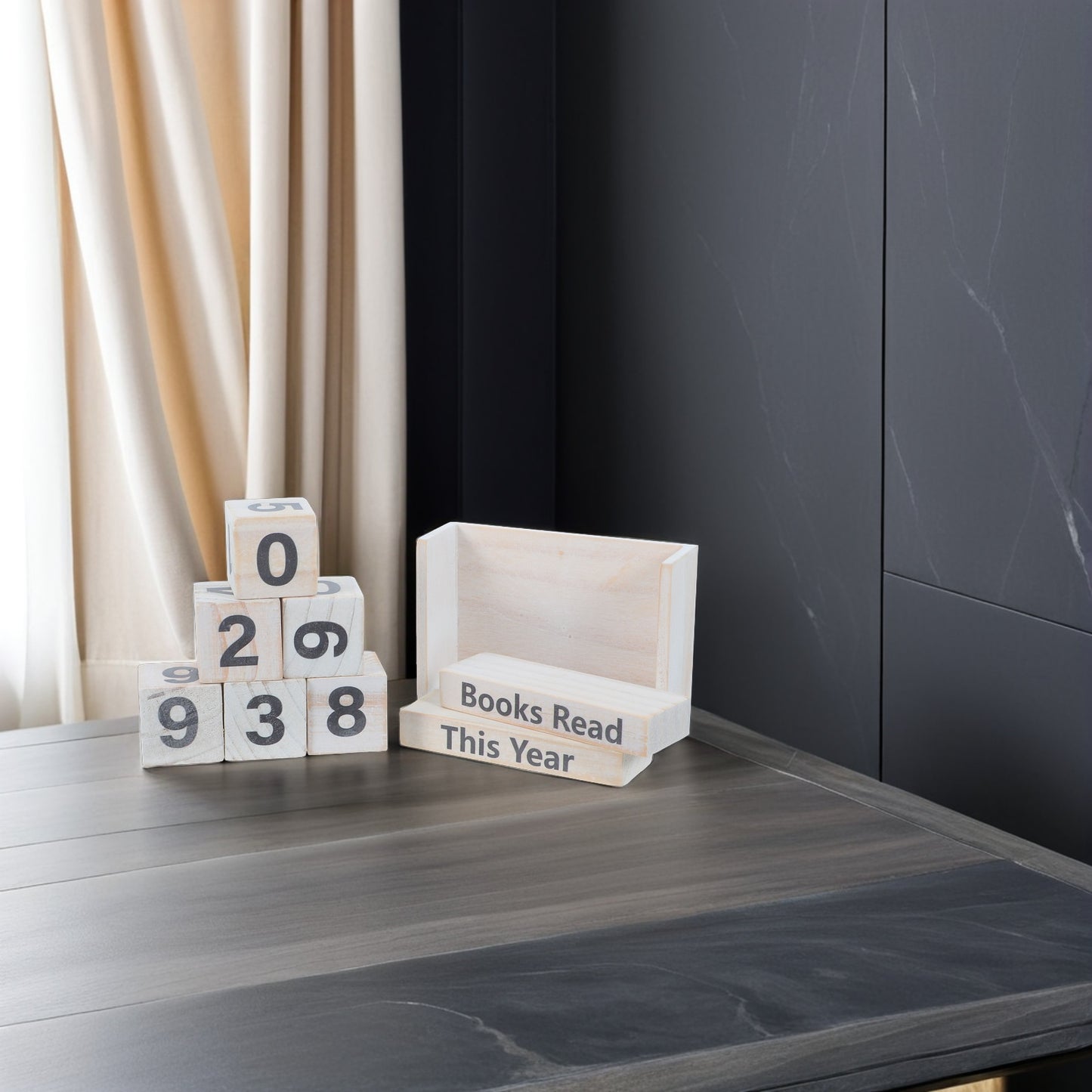 Wooden Books Read Counter Sign – Yearly Reading Tracker | Desk Decor