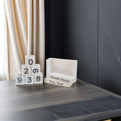Wooden Books Read Counter Sign – Yearly Reading Tracker | Desk Decor