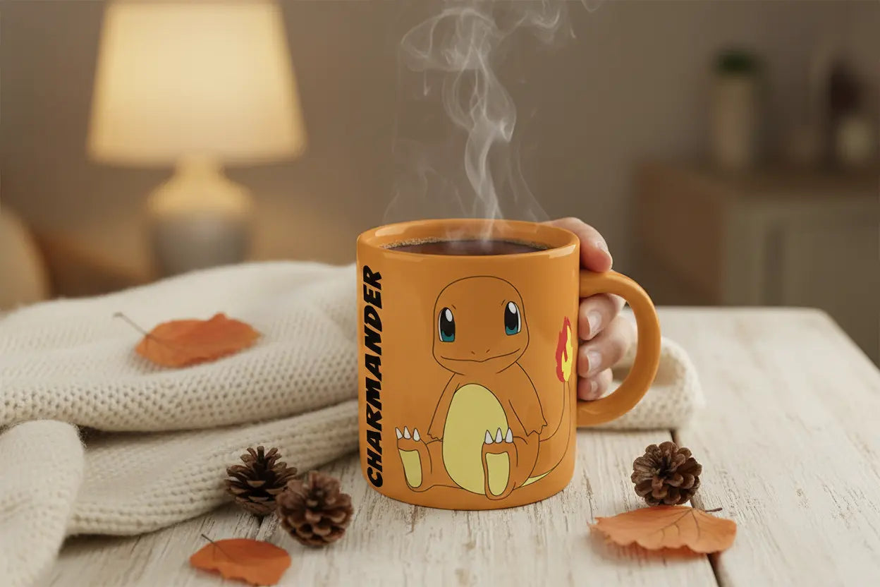 2x Pokémon Charmander Character Mug 300ml | Coloured Ceramic Cup | Kids & Fans Gift KGS