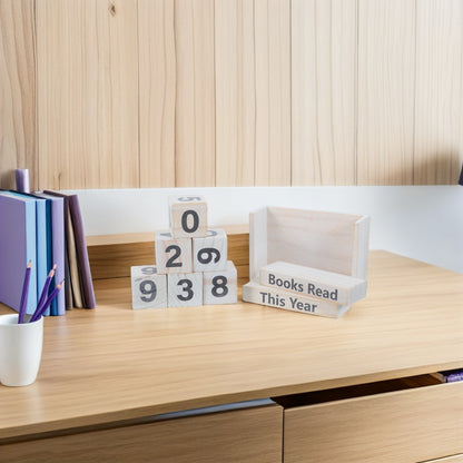 Wooden Books Read Counter Sign – Yearly Reading Tracker | Desk Decor