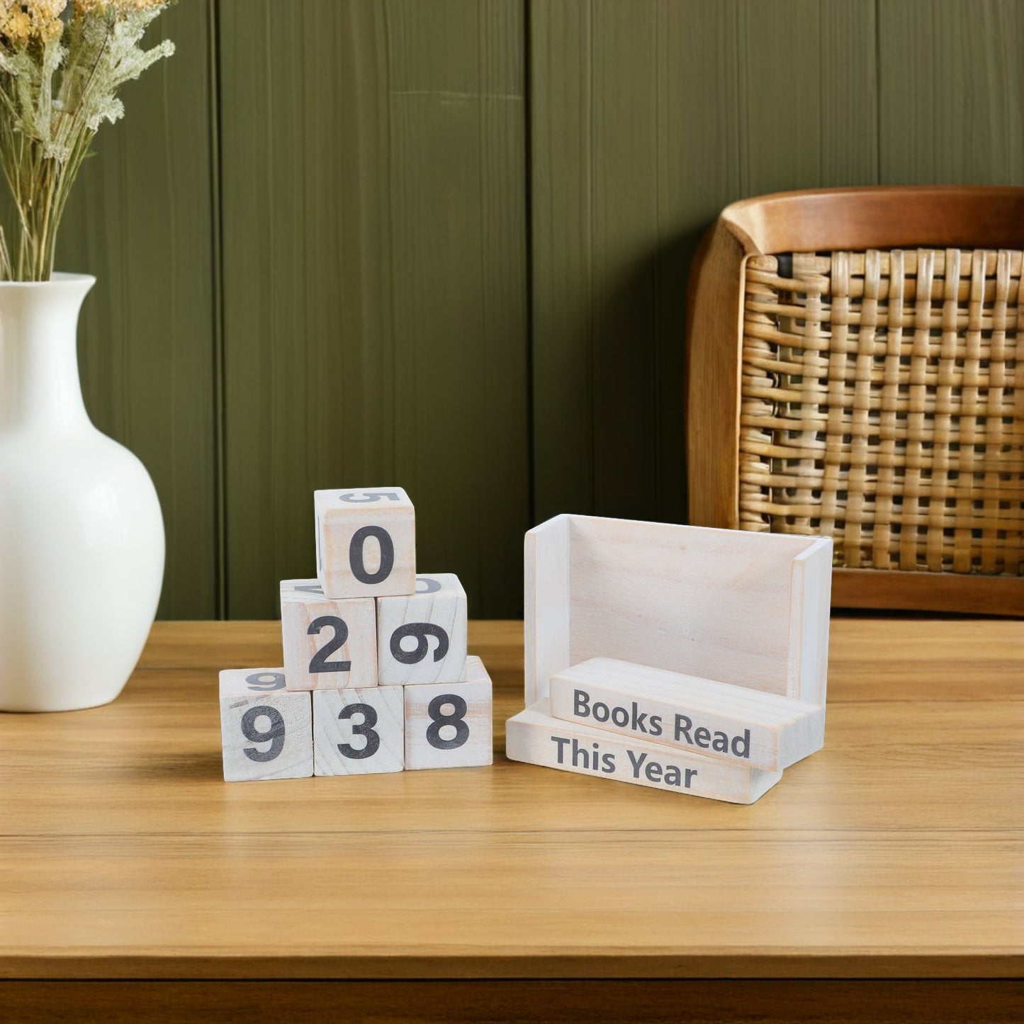 Wooden Books Read Counter Sign – Yearly Reading Tracker | Desk Decor