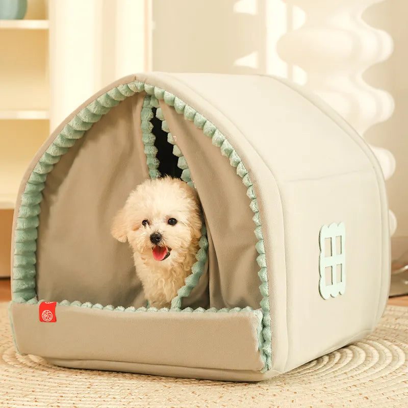 Plush Pet Bed House – Cosy Indoor Kennel for Cats & Dogs | 3 Sizes