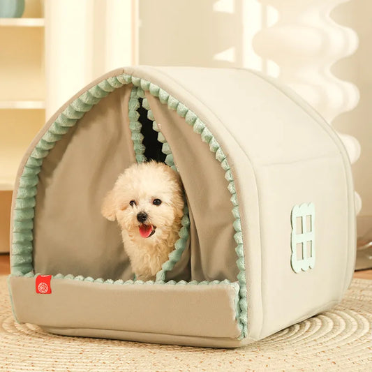 Plush Pet Bed House – Cosy Indoor Kennel for Cats & Dogs | 3 Sizes DHG Av8Store