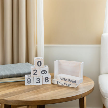 Wooden Books Read Counter Sign – Yearly Reading Tracker | Desk Decor
