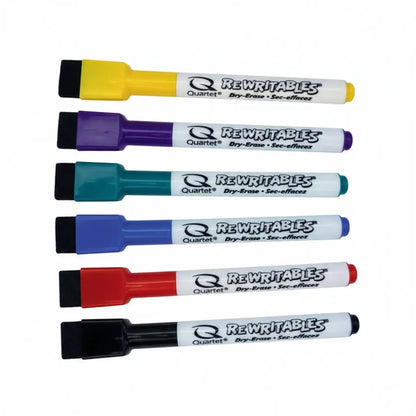 Quartet 6‑Pack Rewritable Fine Tip Markers | Colourful Dry‑Erase Pens KGS