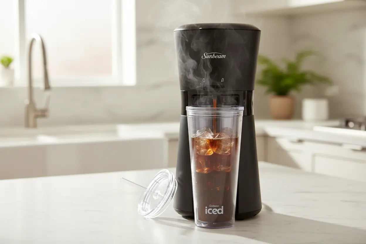 Sunbeam Iced Coffee Machine Quick Brew with 650ml Reusable Tumbler – Black KGS