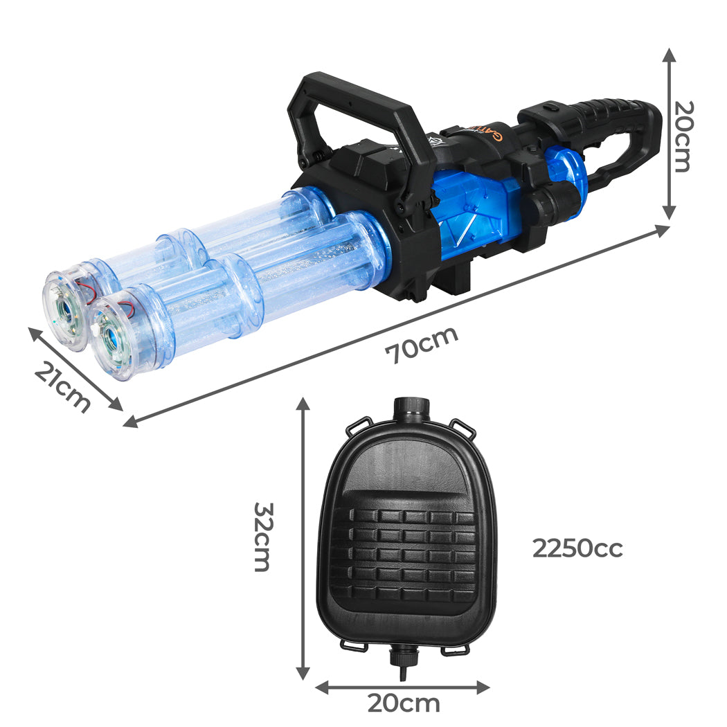 Electric Gatling Water Gun Blaster | Dual Barrel, LED Lights & Backpack Tank | Kids & Adults