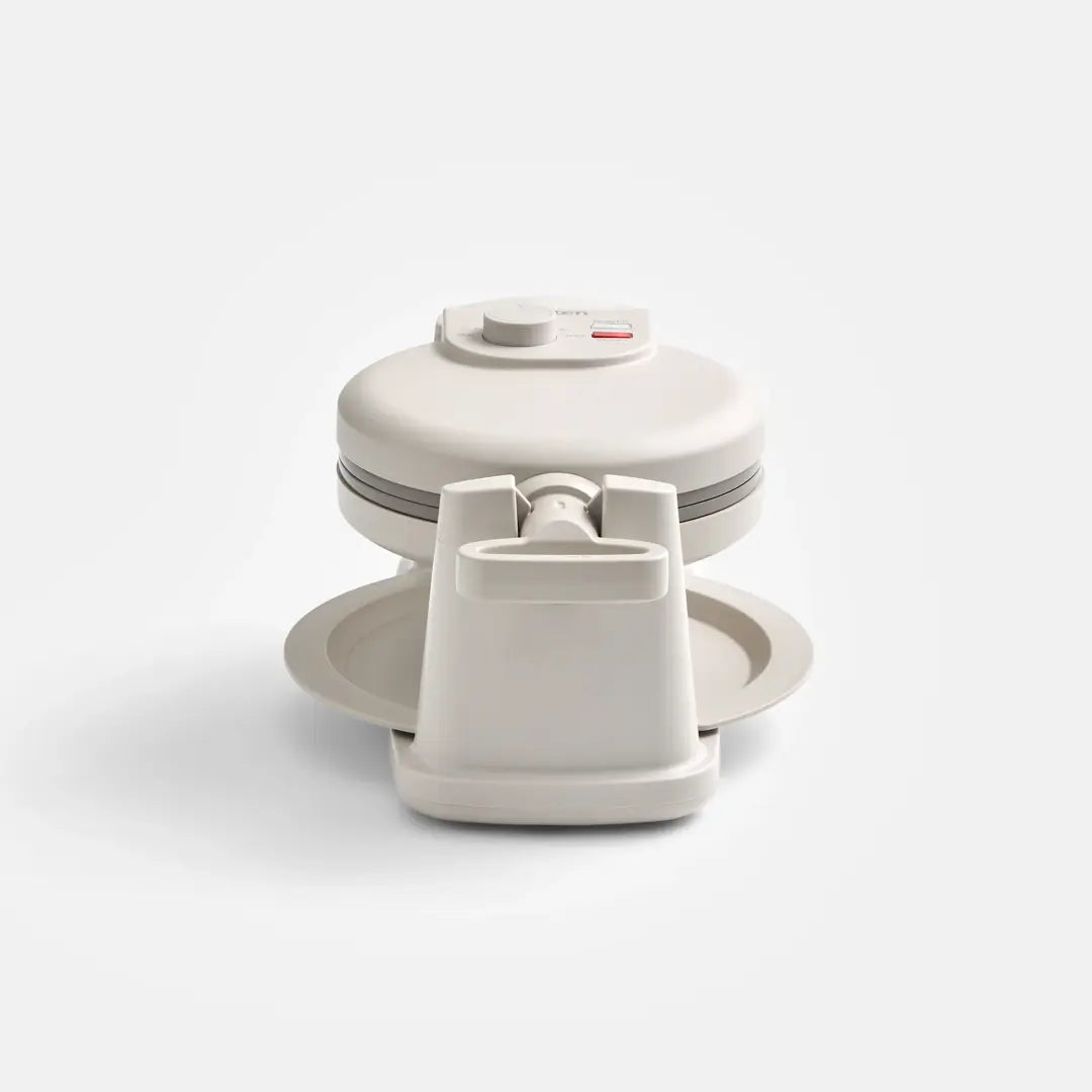 Everten 4-Slice Round Belgian Waffle Maker – Warm Grey | Rotating Plates