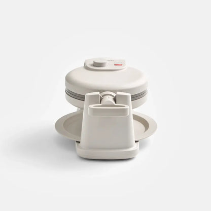 Everten 4-Slice Round Belgian Waffle Maker – Warm Grey | Rotating Plates
