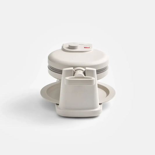 Everten 4-Slice Round Belgian Waffle Maker – Warm Grey | Rotating Plates